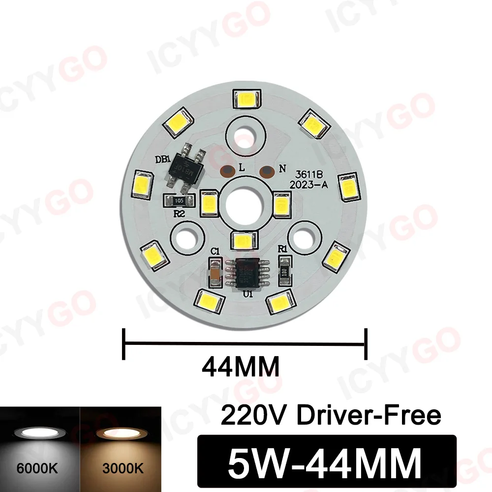 3W 5W 7W 9W 12W 15W 18W 220V High Voltage Light Panel Round Light Panel Driver-Free DIY LED Light Panel Bulb Light Source Board