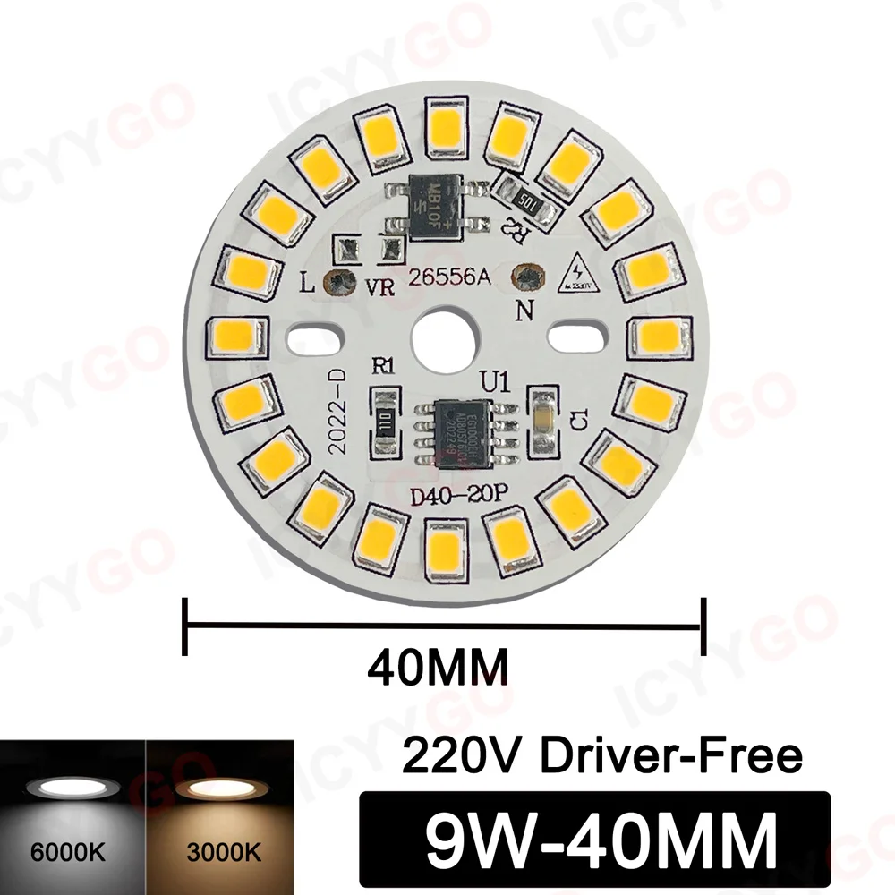 3W 5W 7W 9W 12W 15W 18W 220V High Voltage Light Panel Round Light Panel Driver-Free DIY LED Light Panel Bulb Light Source Board