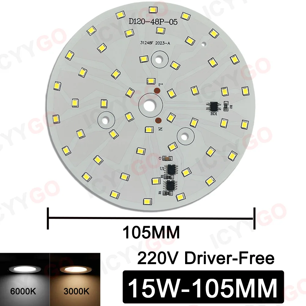 3W 5W 7W 9W 12W 15W 18W 220V High Voltage Light Panel Round Light Panel Driver-Free DIY LED Light Panel Bulb Light Source Board
