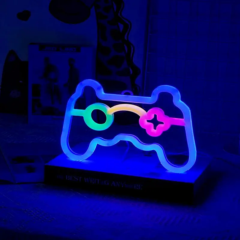 Game Pad Neon Signs LED Night Light, USB/Battery Powered Atmosphere Lighting, for Birthday Gift Garden E-sports Decor Camping
