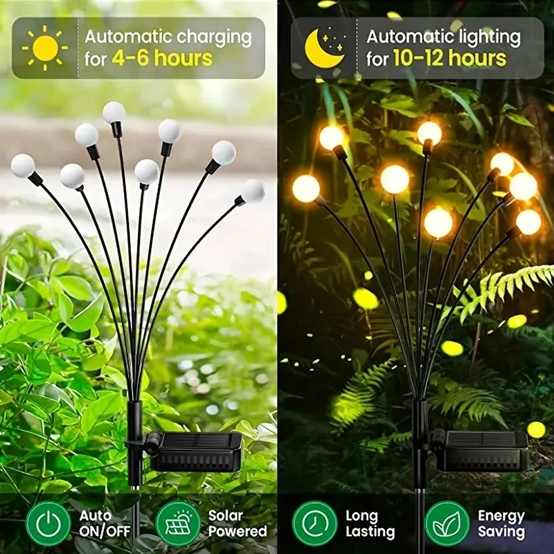 6/8/10L Solar Firefly Lights Waterproof Outdoor Garden Decoration Landscape Lights Lawn Lights Suitable for Festive Decoration.