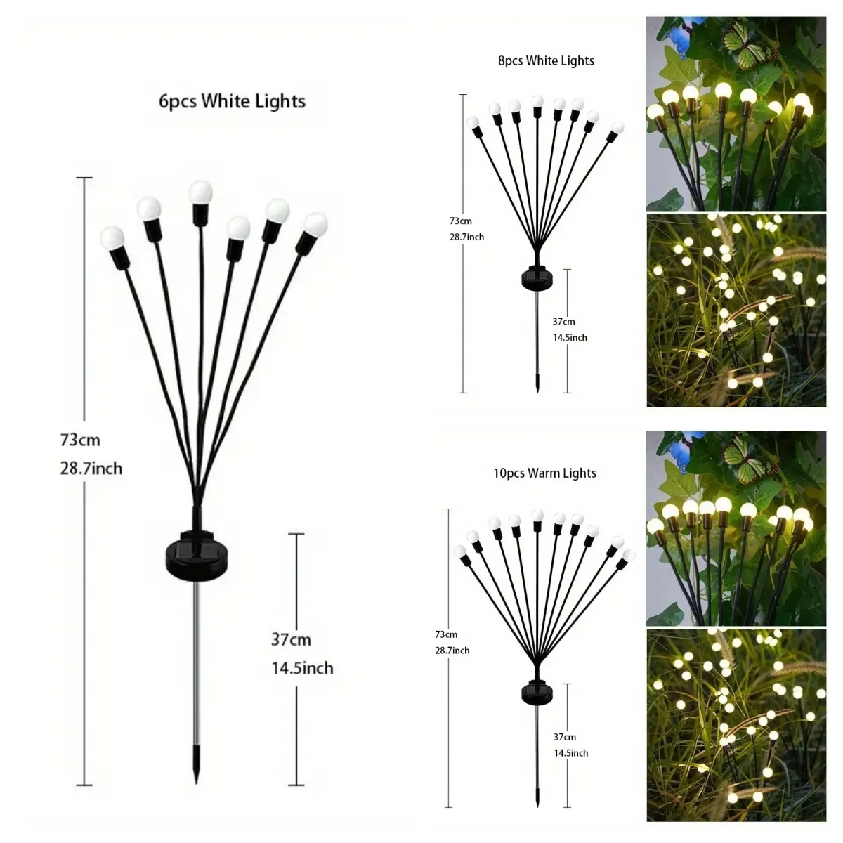 6/8/10L Solar Firefly Lights Waterproof Outdoor Garden Decoration Landscape Lights Lawn Lights Suitable for Festive Decoration.