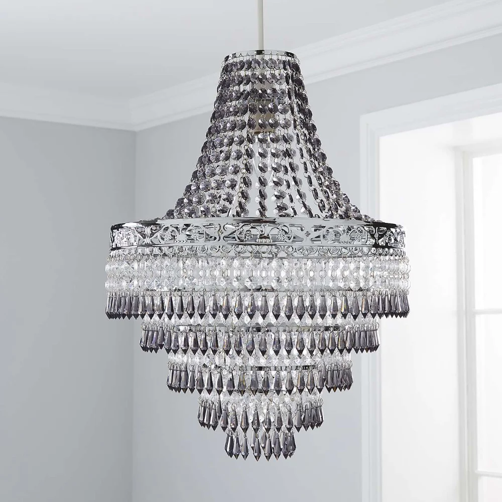 Blenheim 47cm Plastic Large Acrylic Chandelier Shade Easy Fit Pendant Droplets Lamp Shade no Bulb (Without Light Cord Kit)