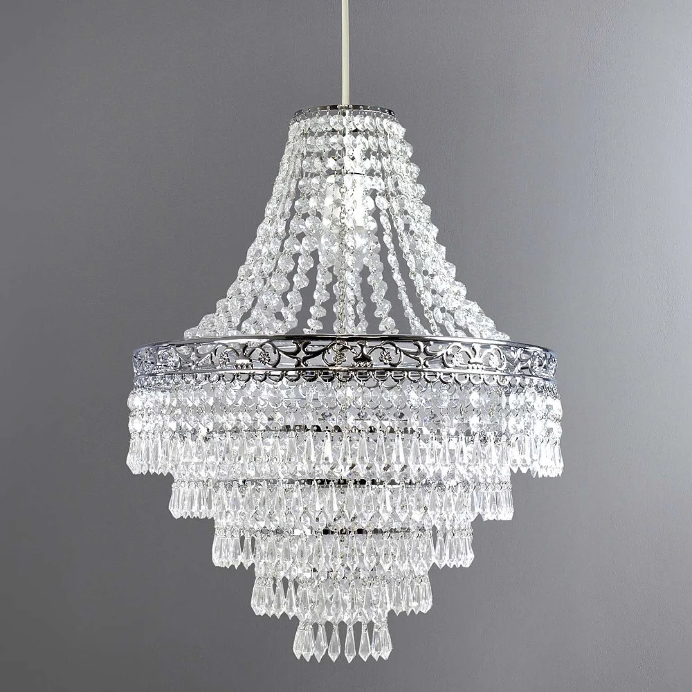 Blenheim 47cm Plastic Large Acrylic Chandelier Shade Easy Fit Pendant Droplets Lamp Shade no Bulb (Without Light Cord Kit)