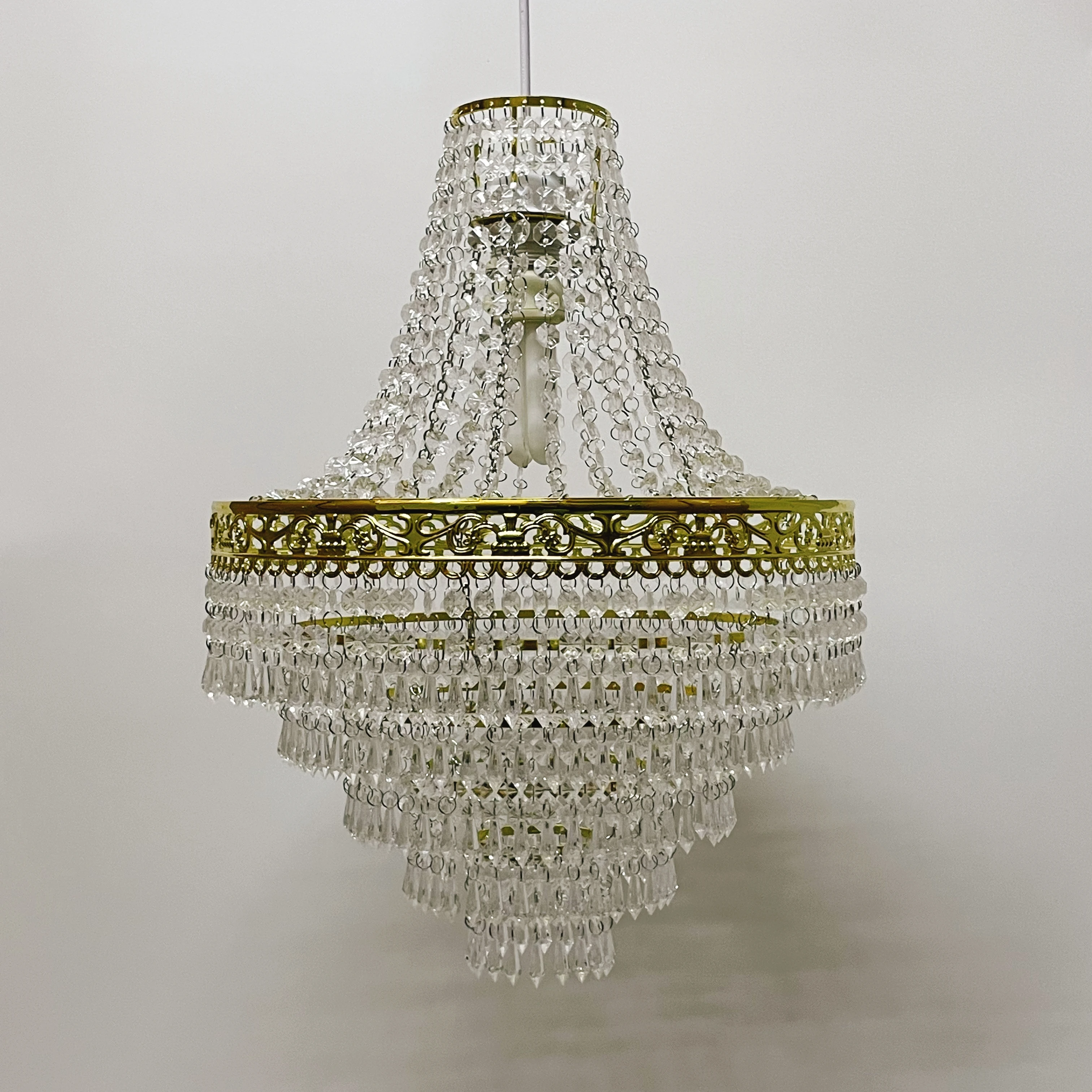 Blenheim 47cm Plastic Large Acrylic Chandelier Shade Easy Fit Pendant Droplets Lamp Shade no Bulb (Without Light Cord Kit)