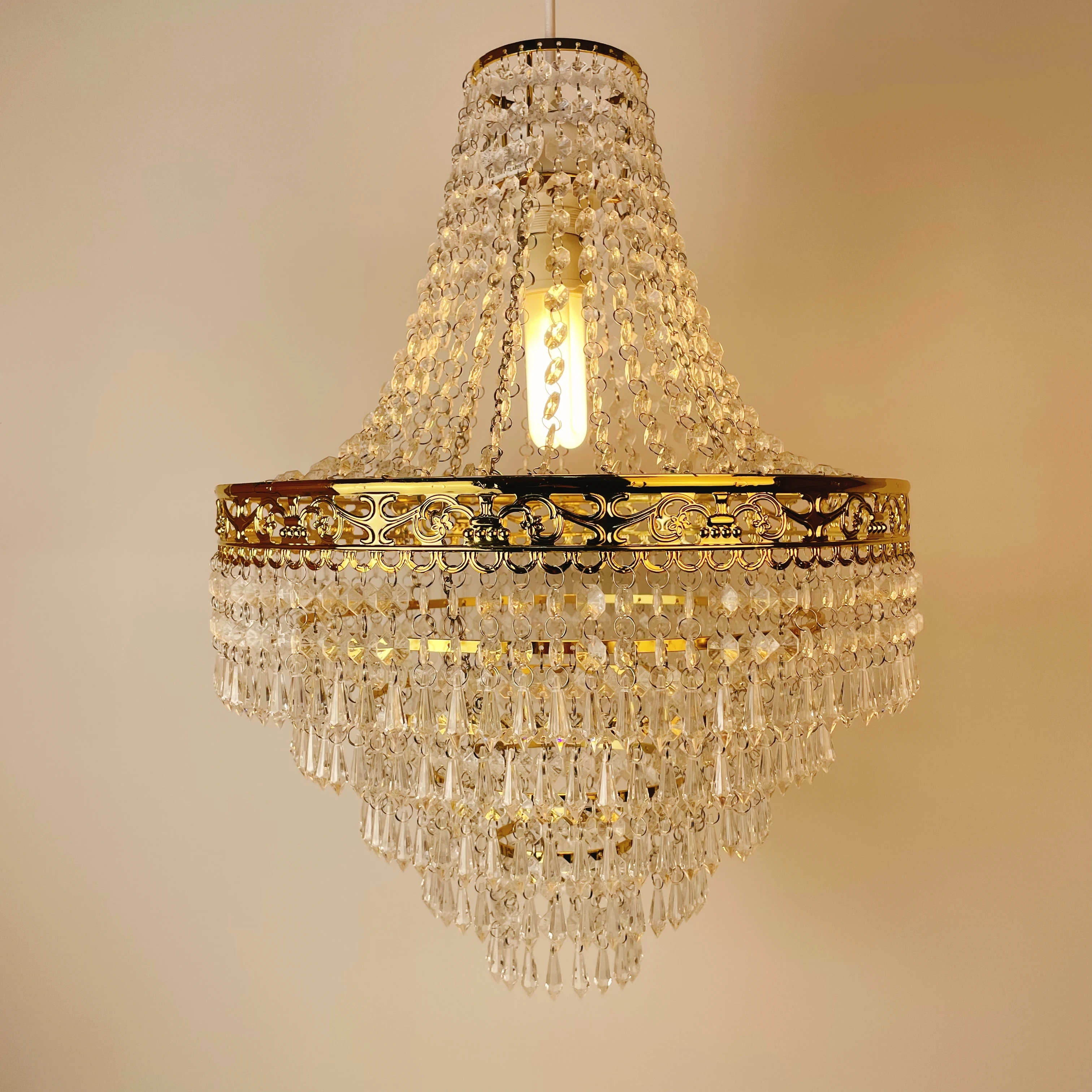 Blenheim 47cm Plastic Large Acrylic Chandelier Shade Easy Fit Pendant Droplets Lamp Shade no Bulb (Without Light Cord Kit)