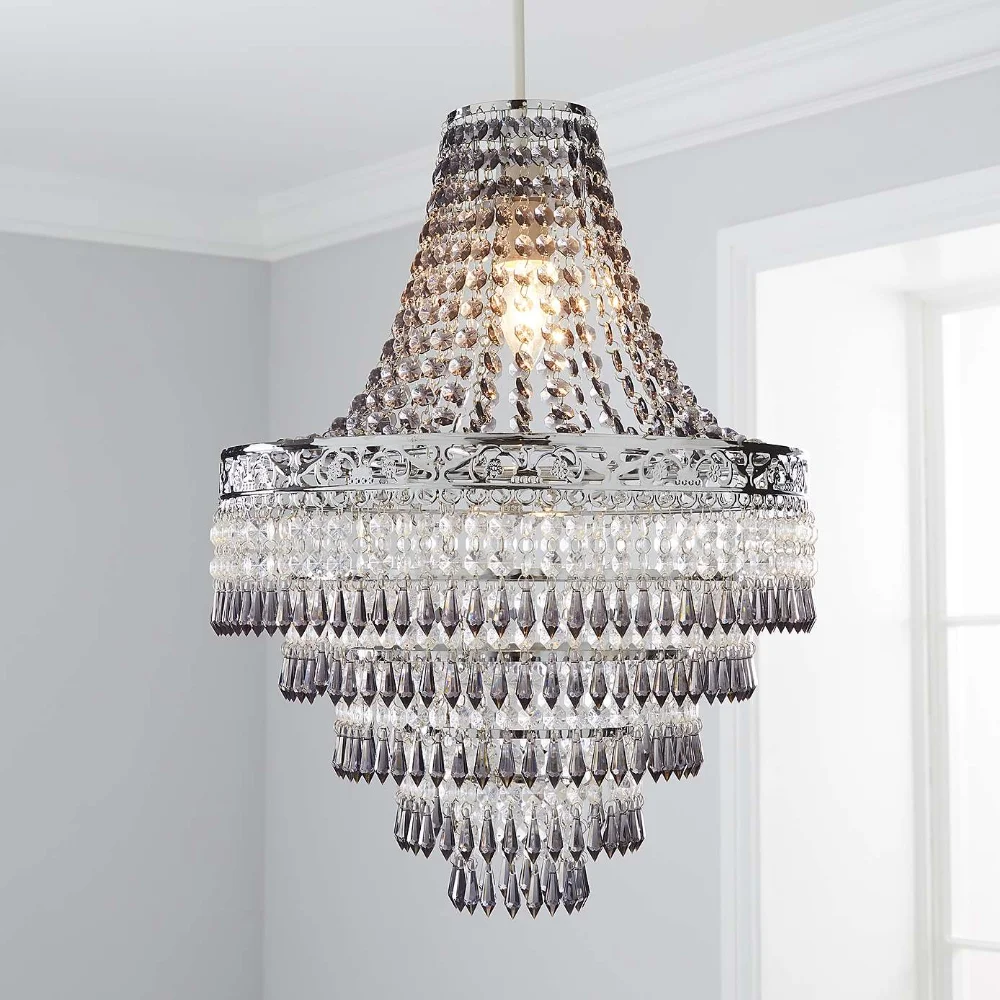 Blenheim 47cm Plastic Large Acrylic Chandelier Shade Easy Fit Pendant Droplets Lamp Shade no Bulb (Without Light Cord Kit)