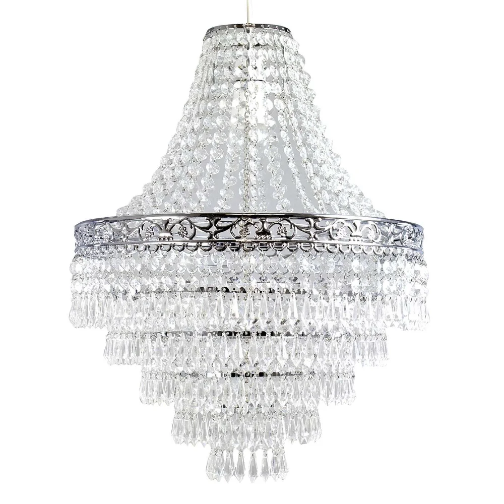 Blenheim 47cm Plastic Large Acrylic Chandelier Shade Easy Fit Pendant Droplets Lamp Shade no Bulb (Without Light Cord Kit)