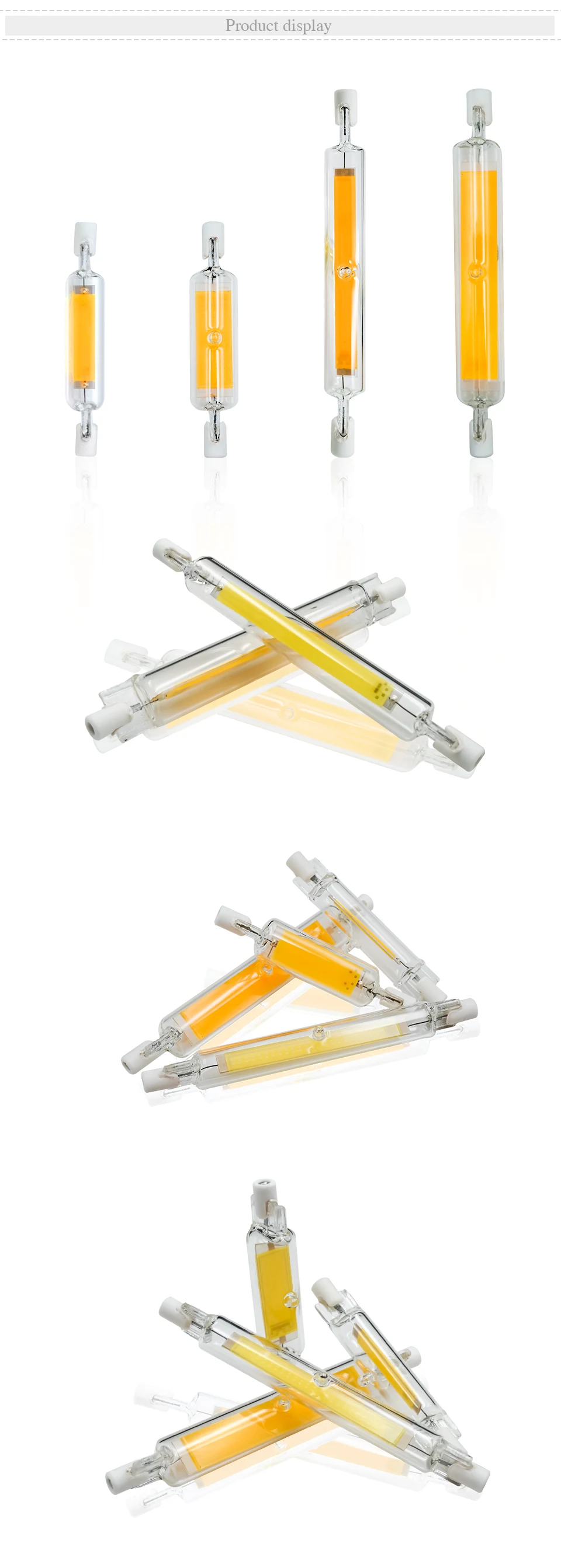 Super Bright LED R7s COB Glass Tube 5W 10W 20W 78mm 118mm J78 J118 Corn Light Bulb AC 220V 110V Home Replace Halogen Lamp