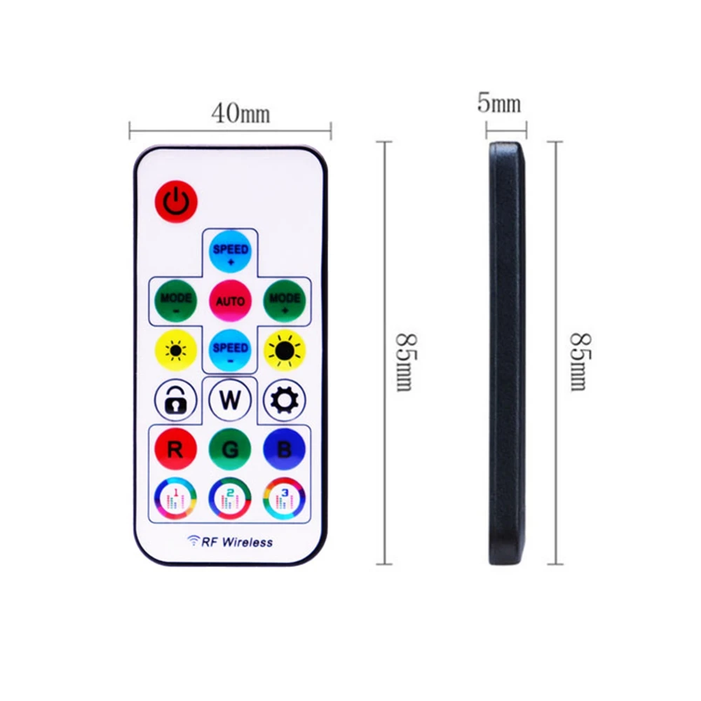 WS2812B WS2811 5050 RGB Led Strip Light Music Controller MINI 17Keys RF Remote Control 370Modes Change DC/USB DC5-24V
