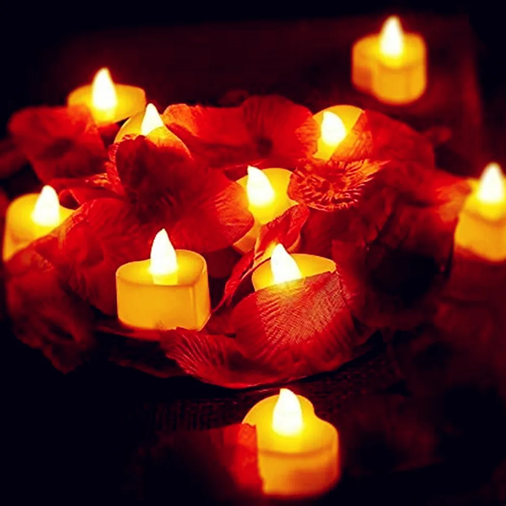 Heart Shaped Candles Led Lights Fake Heart Candles Romantic LED Tealight Flameless Candle for Valentine's Day Party Wedding Nigh