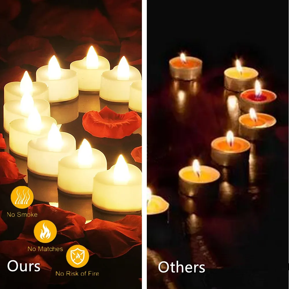 Heart Shaped Candles Led Lights Fake Heart Candles Romantic LED Tealight Flameless Candle for Valentine's Day Party Wedding Nigh