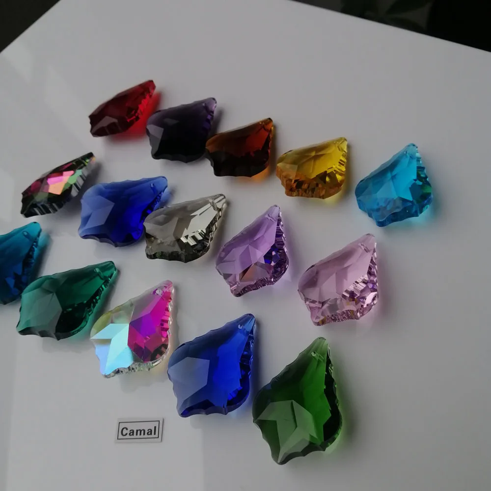 Camal 5PCS 38mm Colorful Maple Leaf K9 Crystal Glass Prisms Pendant SunCatcher Lamp Lighting Chandelier Parts Hanging Home Decor