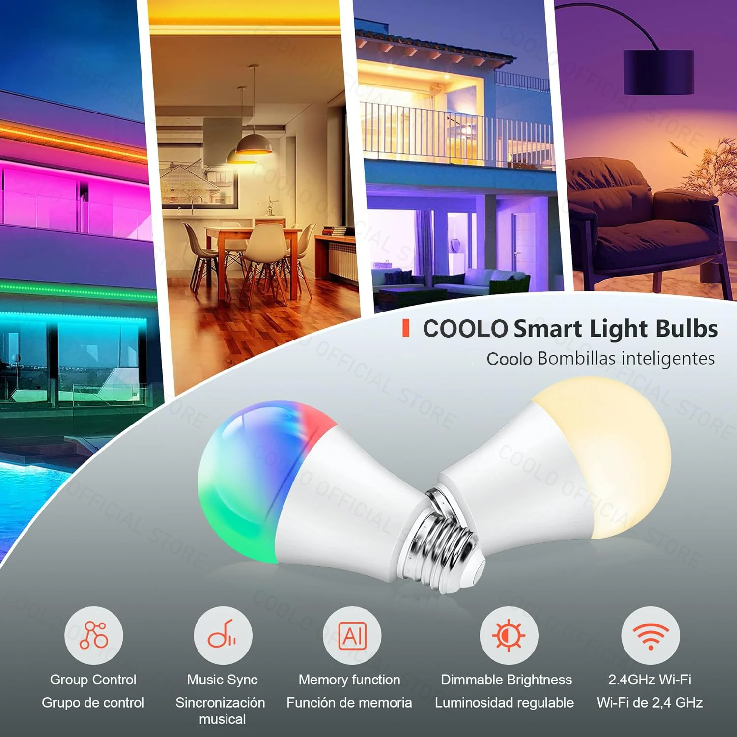 COOLO Zigbee 3.0 Led Light bulb E27 15W RGB+WW+CW Tuya Smart Home Led Lamp Compatible With Alexa Amazon Google Assistant