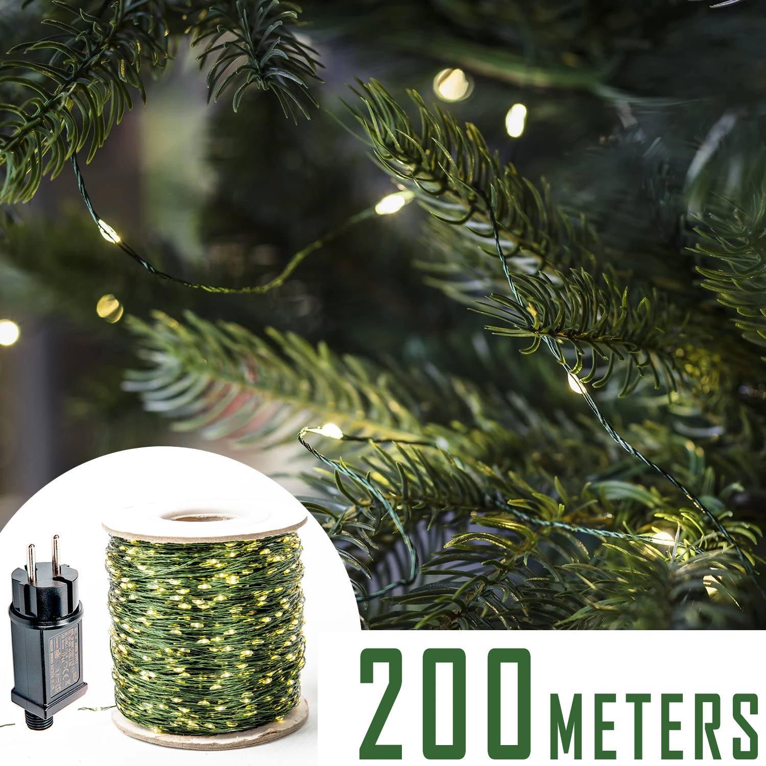 200M 2000LED Green Wire Fairy String Light Garland With Waterproof For Christmas Outdoor Wedding Garden Patio Room Decoration