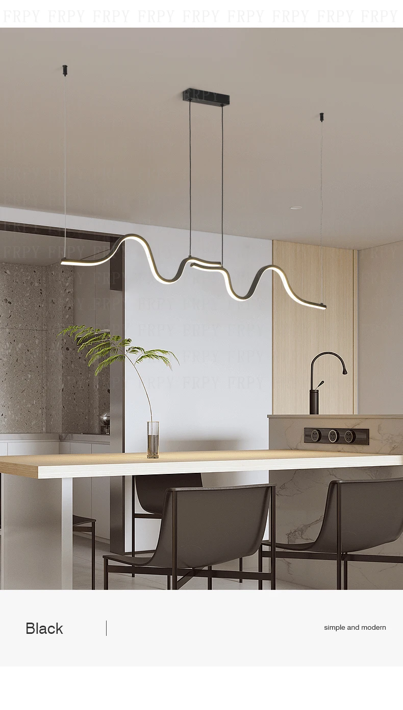 Minimalist Linear LED Pendant Light Nordic Luxury Hanging Chandelier For Tubular Restaurant Kitchen Office Coffee Indoor Lamps