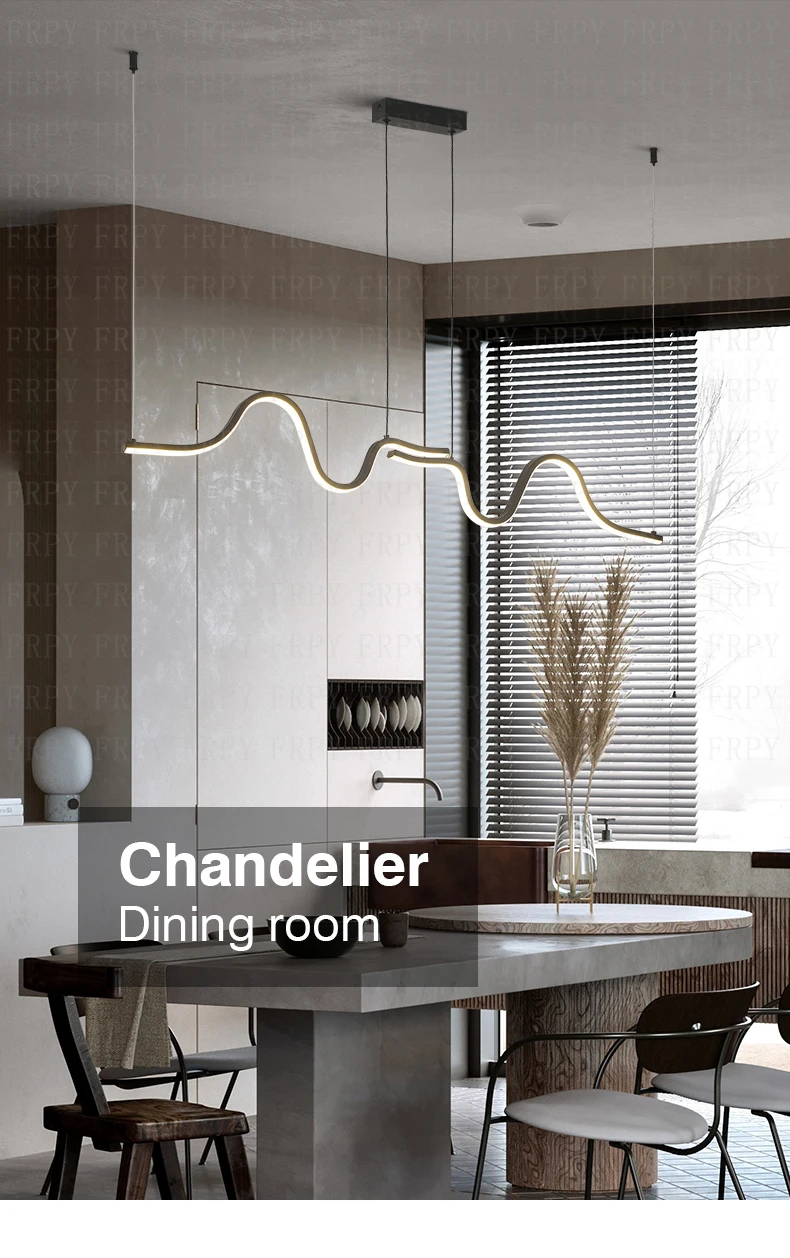 Minimalist Linear LED Pendant Light Nordic Luxury Hanging Chandelier For Tubular Restaurant Kitchen Office Coffee Indoor Lamps