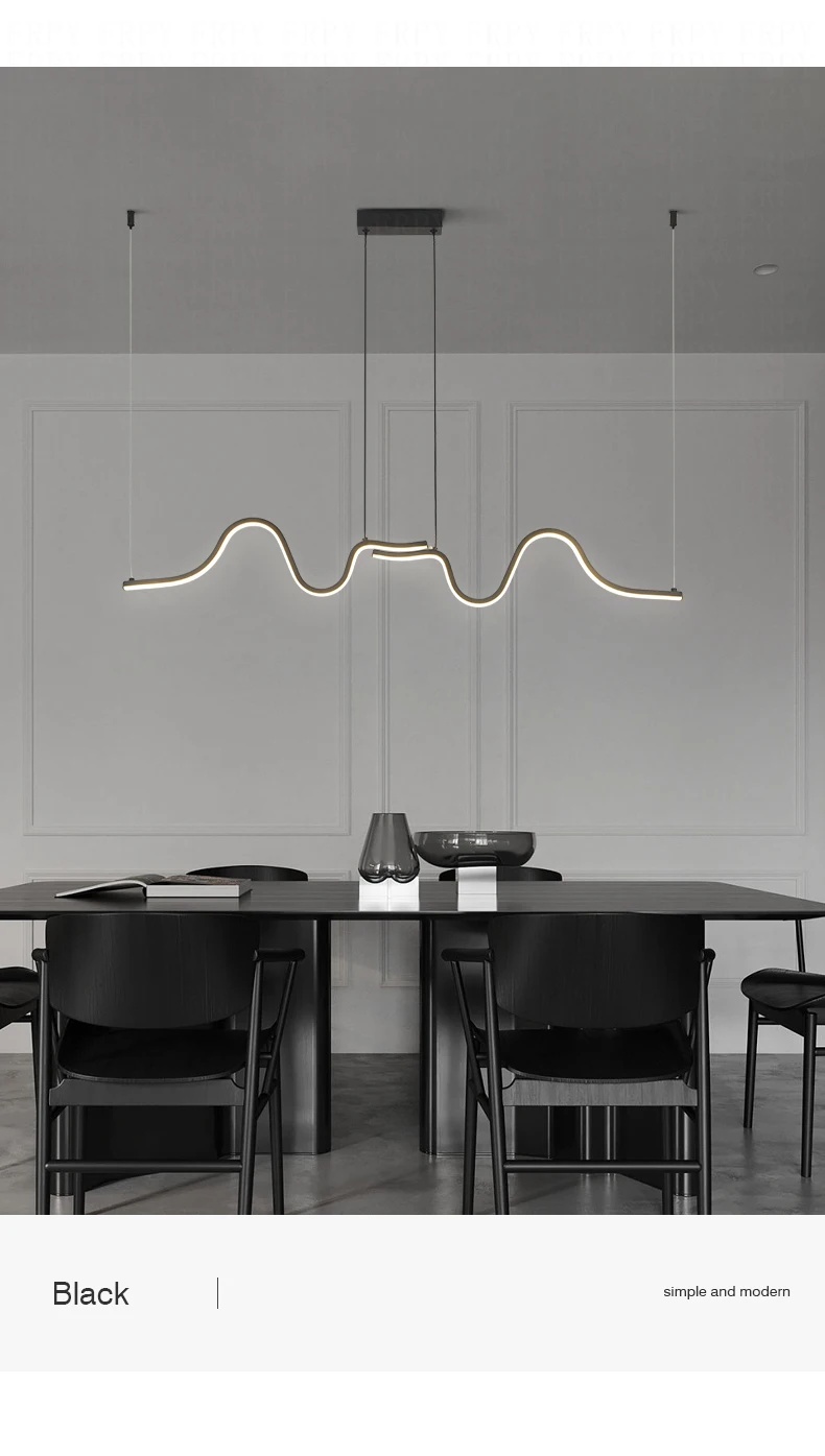 Minimalist Linear LED Pendant Light Nordic Luxury Hanging Chandelier For Tubular Restaurant Kitchen Office Coffee Indoor Lamps