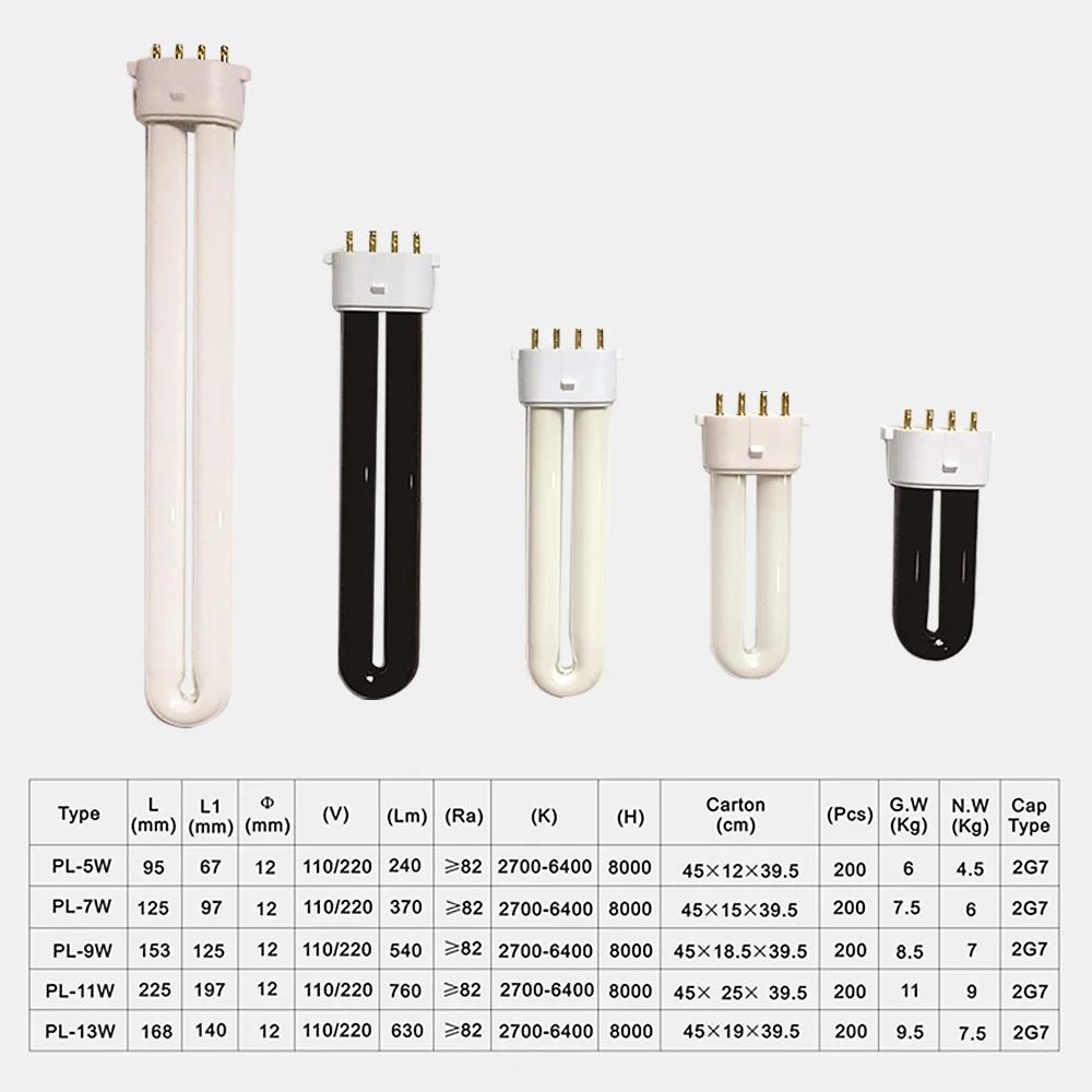 220V Mosquito Killler Lamp Tube 5W 7W 9W 11W Four-pin 2G7 Insect Trap 365nm UV Electric Shock Mosquito Trapping Light for House
