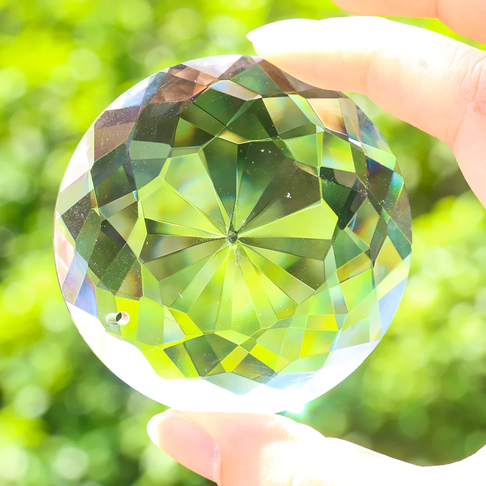 60MM Clear Hanging Crystal Mandala Garland Prism Suncatcher Chandelier Parts Lucky Light Feng Shui Faceted Pendant Crystal Decor
