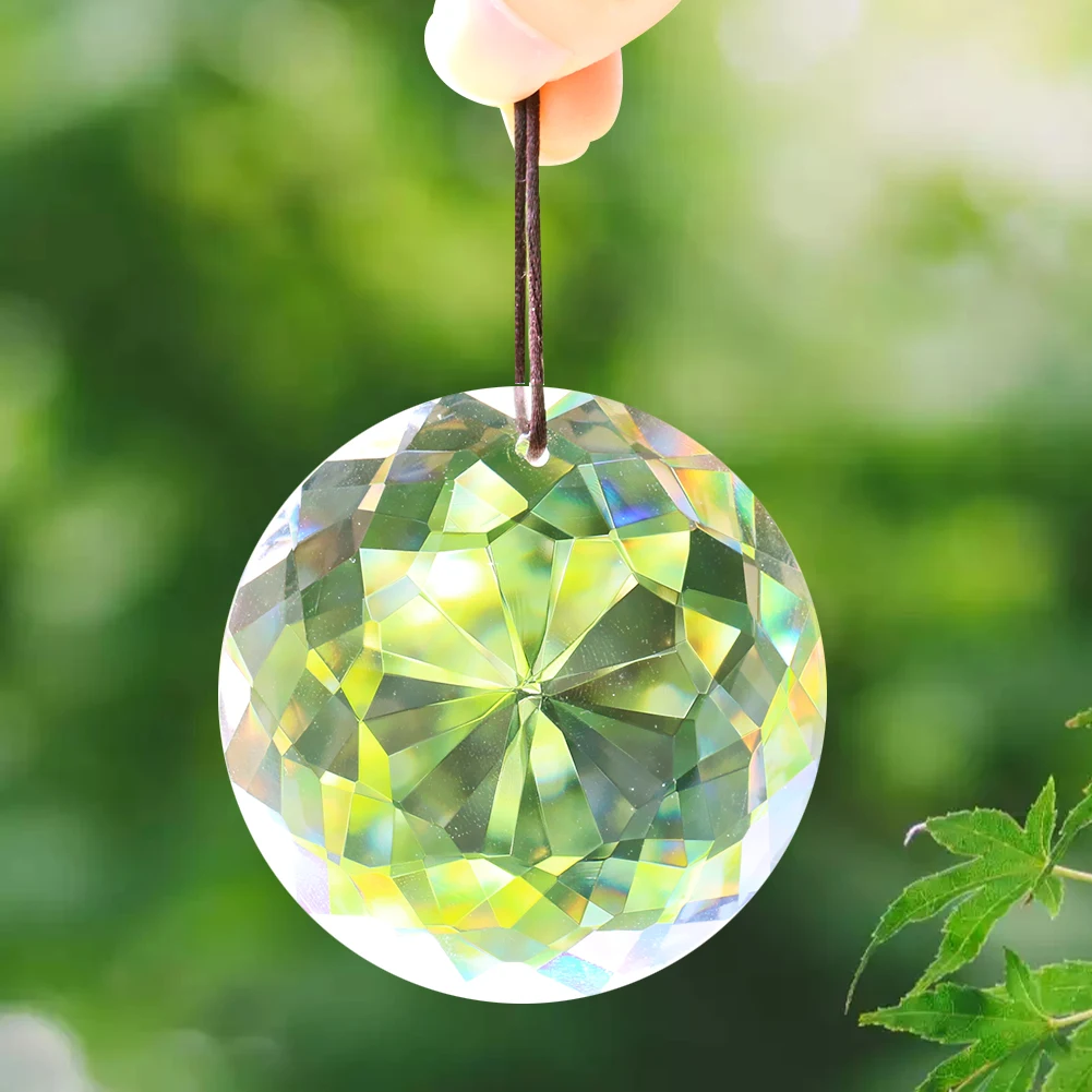 60MM Clear Hanging Crystal Mandala Garland Prism Suncatcher Chandelier Parts Lucky Light Feng Shui Faceted Pendant Crystal Decor
