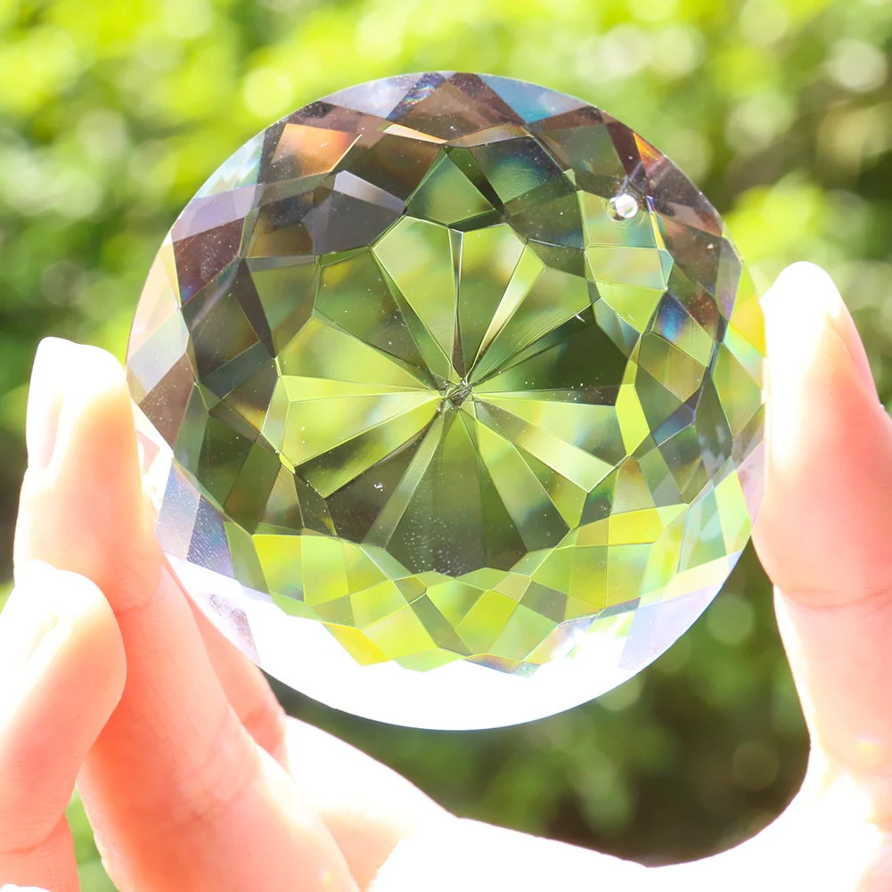 60MM Clear Hanging Crystal Mandala Garland Prism Suncatcher Chandelier Parts Lucky Light Feng Shui Faceted Pendant Crystal Decor