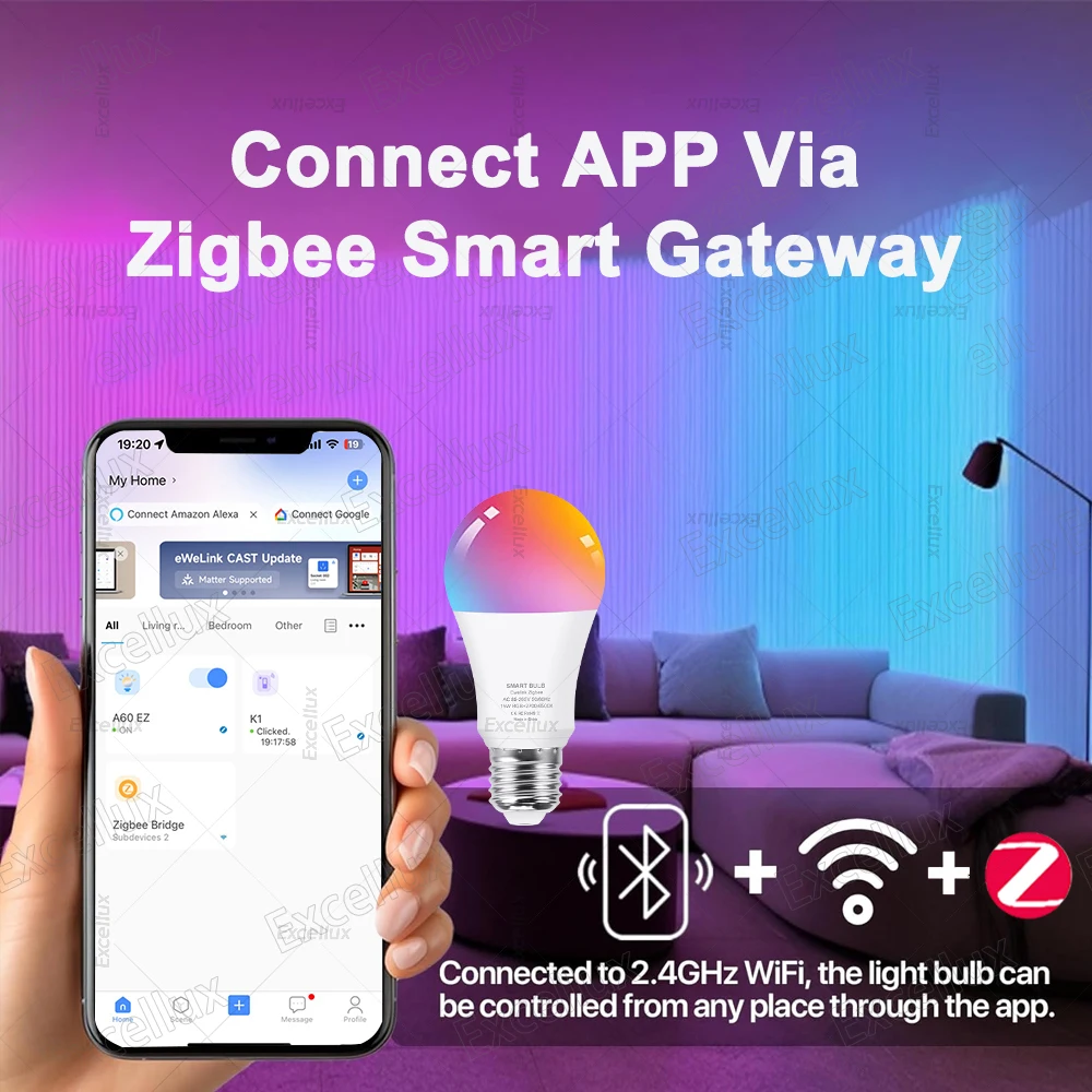 Ewelink Zigbee Smart Led Light Bulbs E27 LED Lamps RGB+WW+CW 18W 15W Bulb Works With Alexa Google Home Alice Required Zigbee Hub