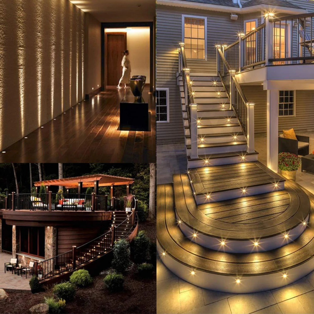 DC12V LED Deck Light IP67 Waterproof Underground Lamp Recessed Landscape Spotlight Garden Pathway Step Deck Light EU/US/UK/AU
