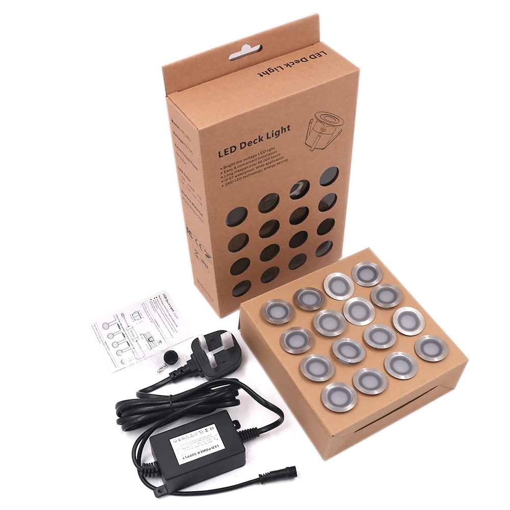 DC12V LED Deck Light IP67 Waterproof Underground Lamp Recessed Landscape Spotlight Garden Pathway Step Deck Light EU/US/UK/AU