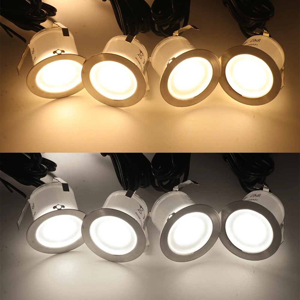 DC12V LED Deck Light IP67 Waterproof Underground Lamp Recessed Landscape Spotlight Garden Pathway Step Deck Light EU/US/UK/AU