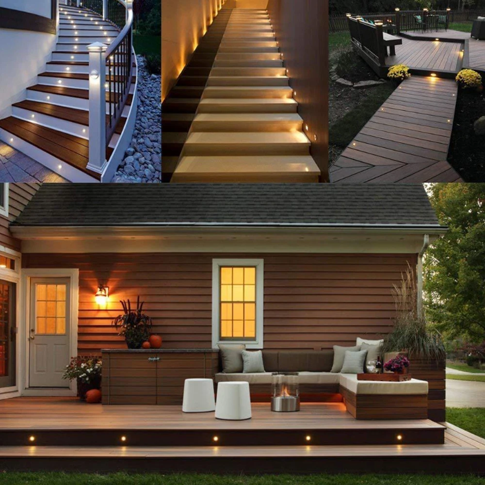 DC12V LED Deck Light IP67 Waterproof Underground Lamp Recessed Landscape Spotlight Garden Pathway Step Deck Light EU/US/UK/AU