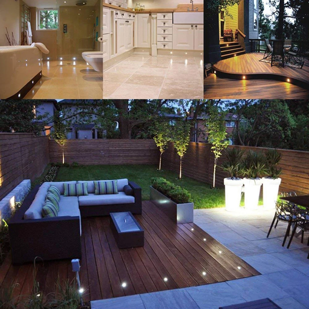 DC12V LED Deck Light IP67 Waterproof Underground Lamp Recessed Landscape Spotlight Garden Pathway Step Deck Light EU/US/UK/AU