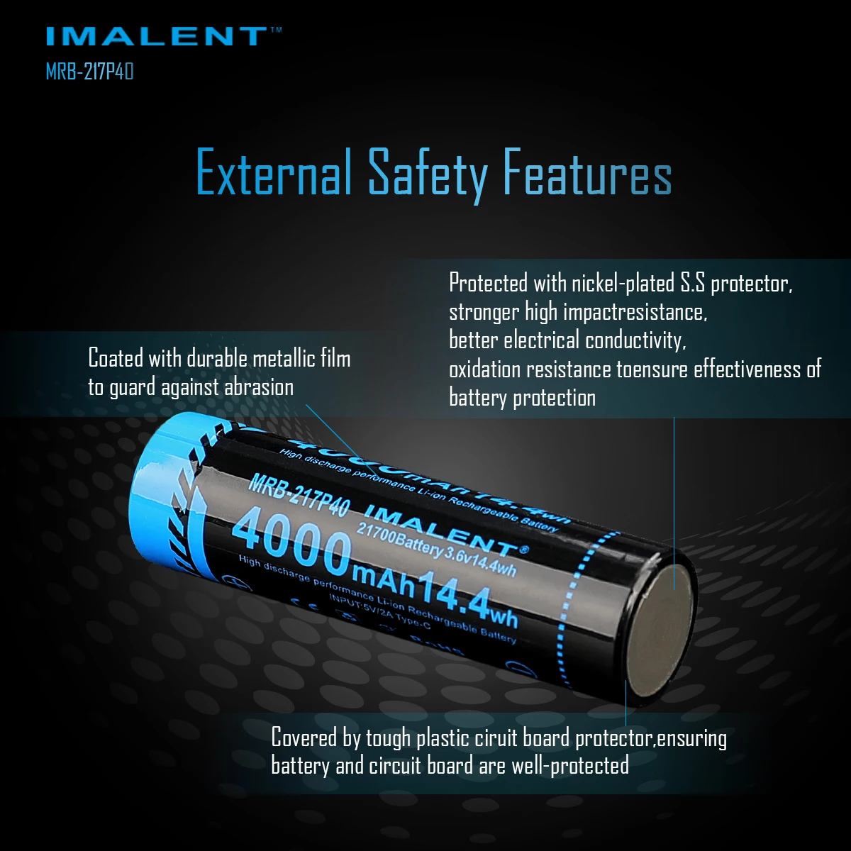 IMALENT Flashlight Compatible with MS03 Model Includes Original Replacement Battery 3.6V 21700 Specification, 4000mAh Capacity