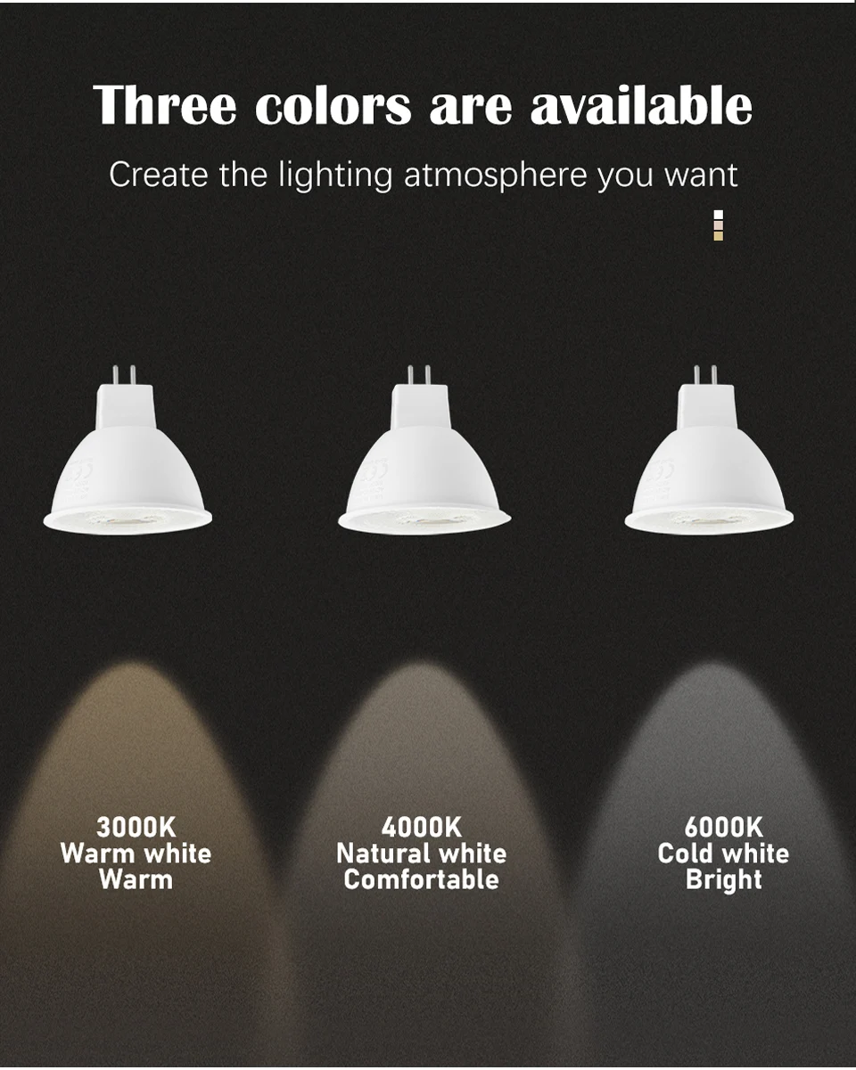 10pcs/lot LED Low Voltage Spotlight GU5.3/MR16 AC/DC 12V 3W-7W High Efficiency Warm White Light Can Replace 20W 50W Halogen Lamp