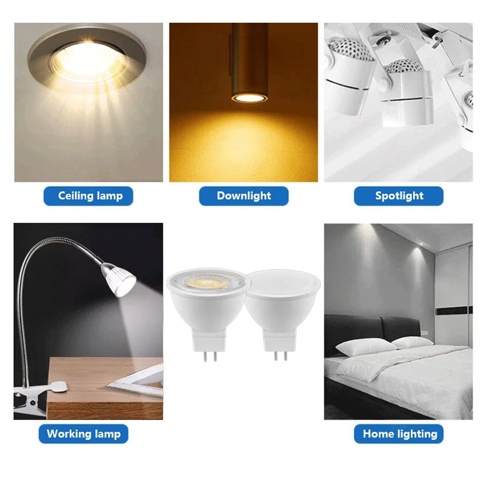 10pcs/lot LED Low Voltage Spotlight GU5.3/MR16 AC/DC 12V 3W-7W High Efficiency Warm White Light Can Replace 20W 50W Halogen Lamp