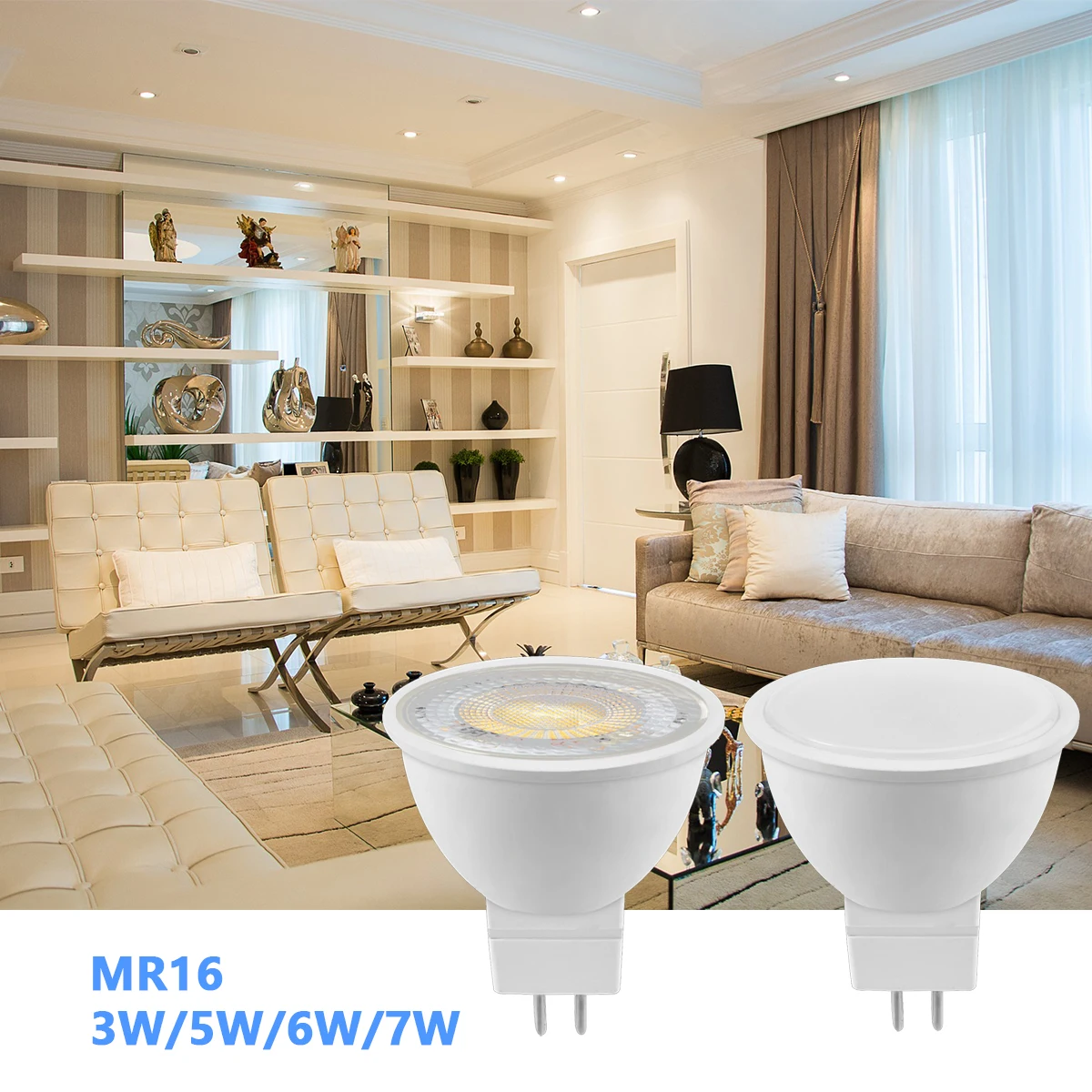 10pcs/lot LED Low Voltage Spotlight GU5.3/MR16 AC/DC 12V 3W-7W High Efficiency Warm White Light Can Replace 20W 50W Halogen Lamp