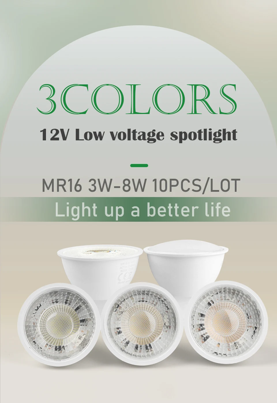 10pcs/lot LED Low Voltage Spotlight GU5.3/MR16 AC/DC 12V 3W-7W High Efficiency Warm White Light Can Replace 20W 50W Halogen Lamp