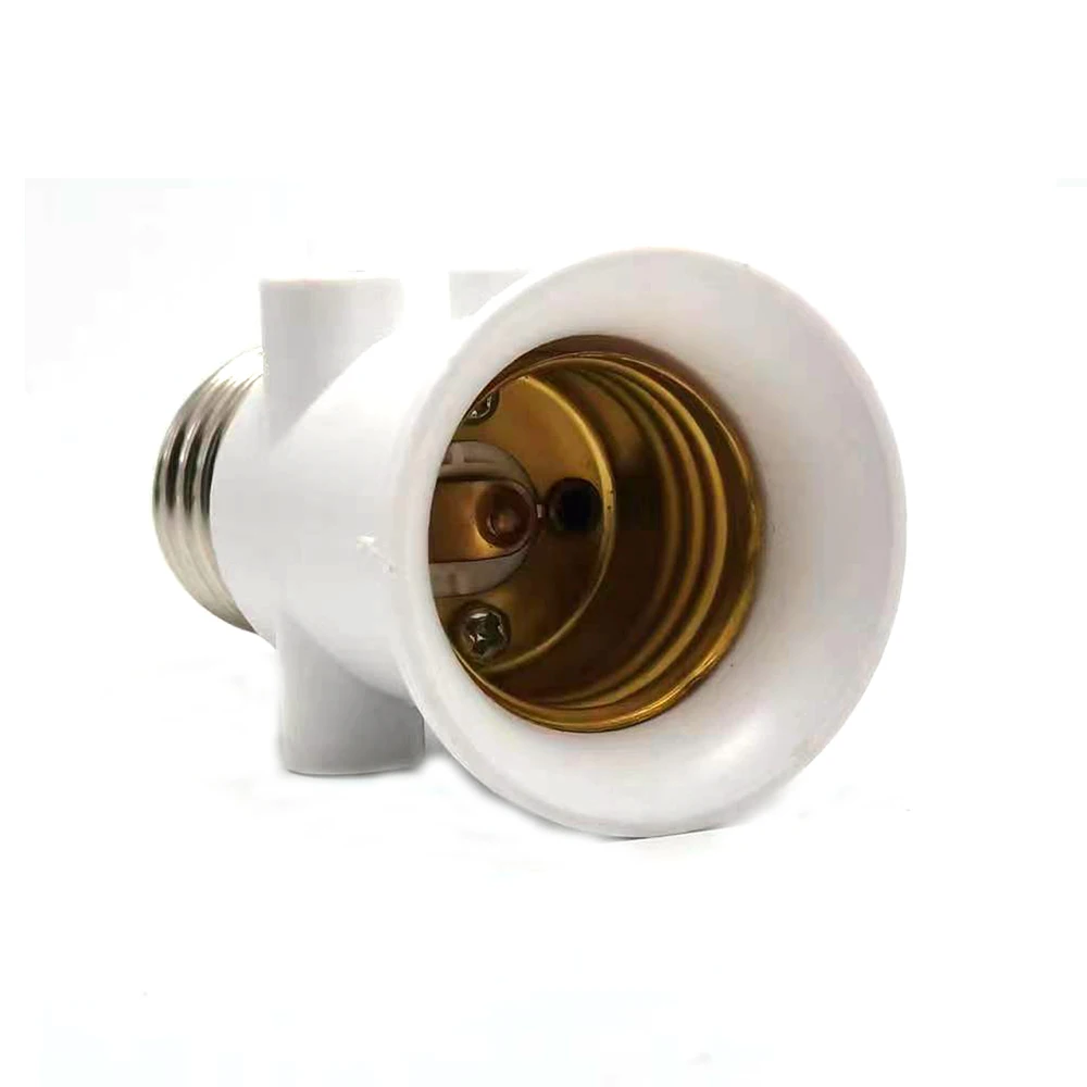 1pcs European EU to E27 LED Bulb Adapter 2EU Plug Converter Base Lamp Holder Screw Light Socket White