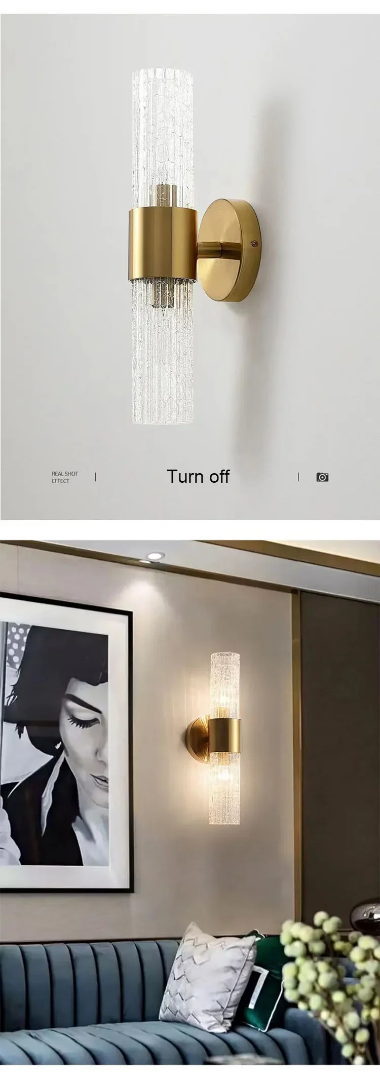 Luxury Morden Crystal Wall Lamp with LED Bulbs for Bedroom Living Room Background Indoor Lighting Fixture for Home