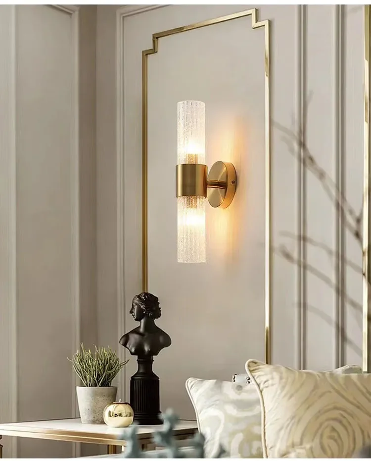 Luxury Morden Crystal Wall Lamp with LED Bulbs for Bedroom Living Room Background Indoor Lighting Fixture for Home