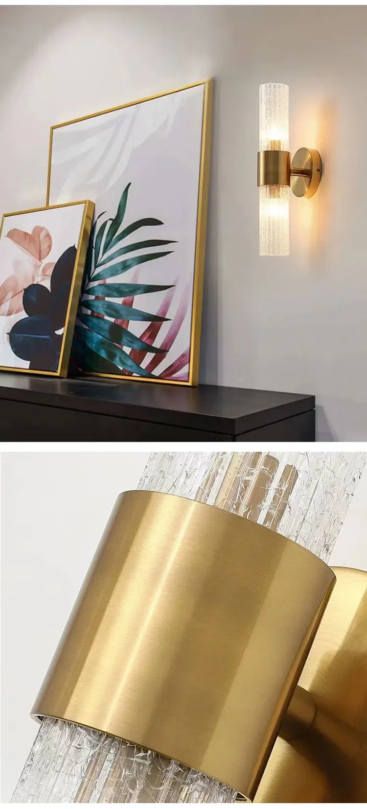 Luxury Morden Crystal Wall Lamp with LED Bulbs for Bedroom Living Room Background Indoor Lighting Fixture for Home