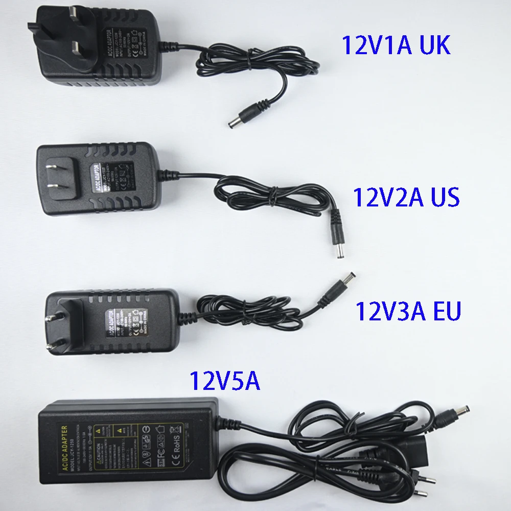Universal DC Interface LED Power Supply 12V 24V EU US UK Standard Plug Lighting Transformers 12W 36W 48W 60W 72W 120W Driver