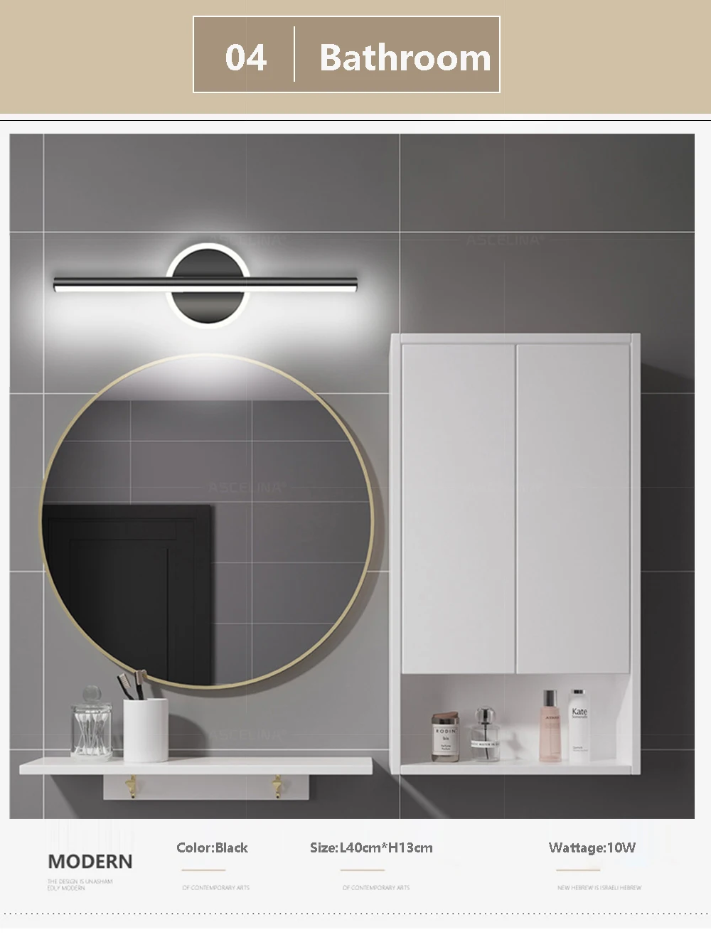 Modern LED Wall Lamp Black Mirror Light Dresser Bathroom Toilet Long Strip Lamps Home Decor 40/60/80CM Led Lighting Lustre