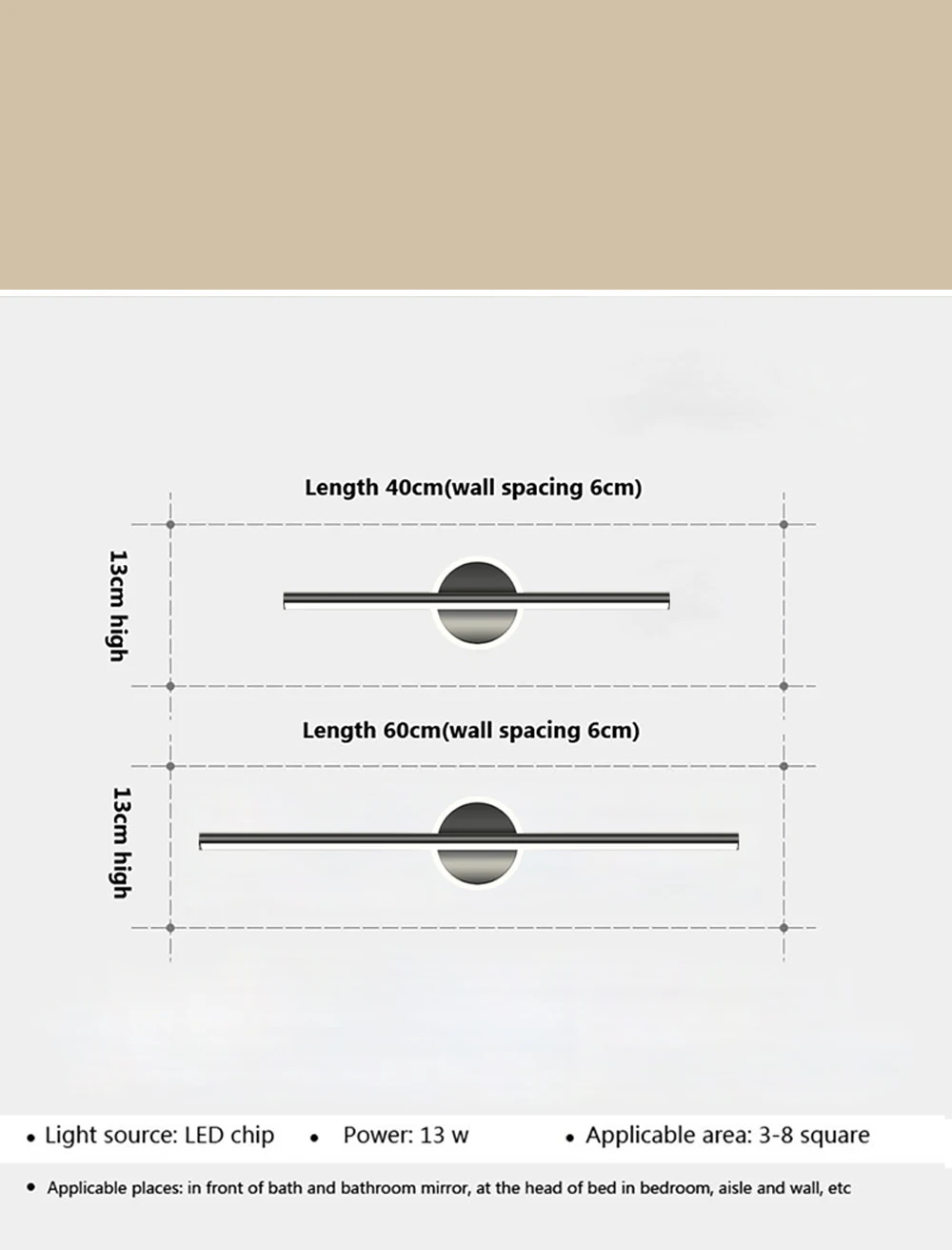 Modern LED Wall Lamp Black Mirror Light Dresser Bathroom Toilet Long Strip Lamps Home Decor 40/60/80CM Led Lighting Lustre