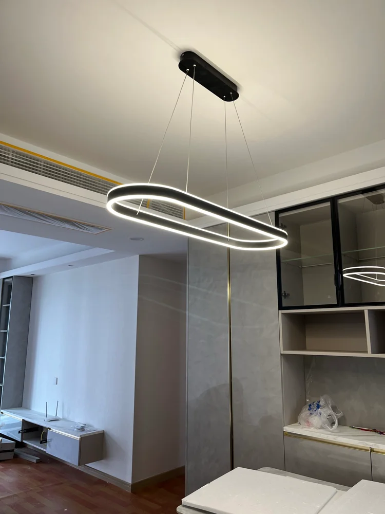 Nordic LED Restaurant Chandelier Ring Aluminum Chandelier Suitable For Kitchen Restaurant Hanging Chandelier Lustre Lighting