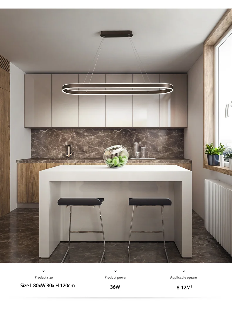 Nordic LED Restaurant Chandelier Ring Aluminum Chandelier Suitable For Kitchen Restaurant Hanging Chandelier Lustre Lighting