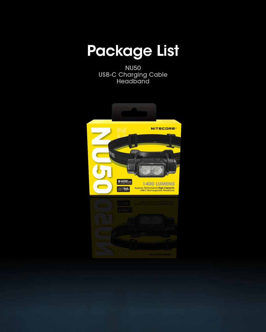NITECORE NU50 1400Lumens Rechargeable Headlamp Powerful&Lightweitght Headlight built-in 21700 Battery