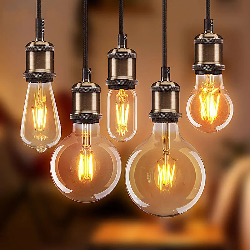 LED Edison Filament Bulbs Golden Art Lights ST64 Dimmable E27 B22 2W 4W 6W 8W 10W 12W 220V 110V 2700K 360 Degree Energy Lamps