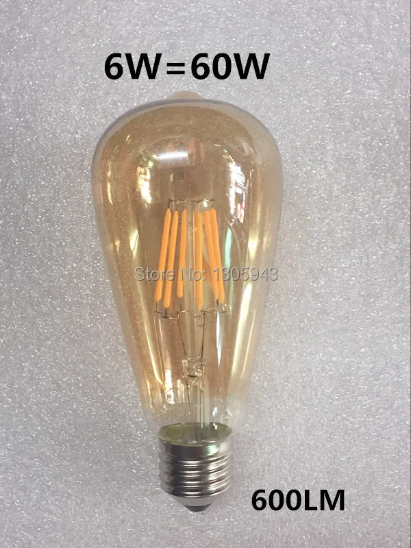 LED Edison Filament Bulbs Golden Art Lights ST64 Dimmable E27 B22 2W 4W 6W 8W 10W 12W 220V 110V 2700K 360 Degree Energy Lamps