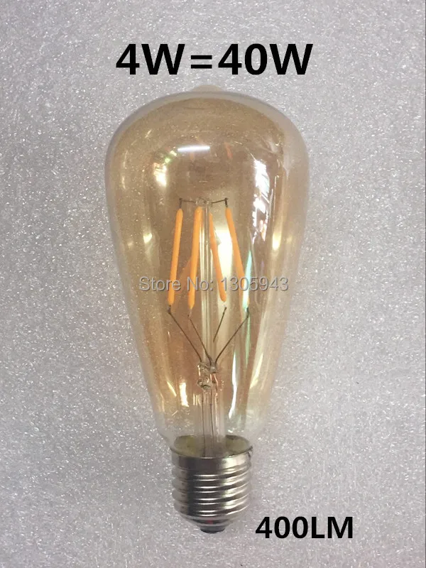LED Edison Filament Bulbs Golden Art Lights ST64 Dimmable E27 B22 2W 4W 6W 8W 10W 12W 220V 110V 2700K 360 Degree Energy Lamps